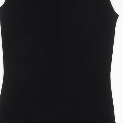Yu & Me Paris Womens Black Acrylic Jumper Dress Size S Crew Neck Pullover - S/M