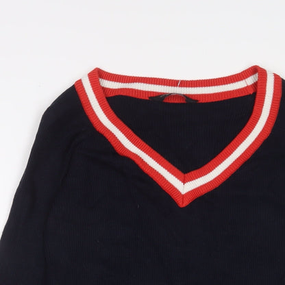 Dorothy Perkins Womens Blue Acrylic Jumper Dress Size 10 V-Neck Pullover