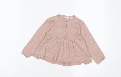 Zara Girls Purple Polyester Pinafore/Dungaree Dress Size 12-18 Months Crew Neck Button