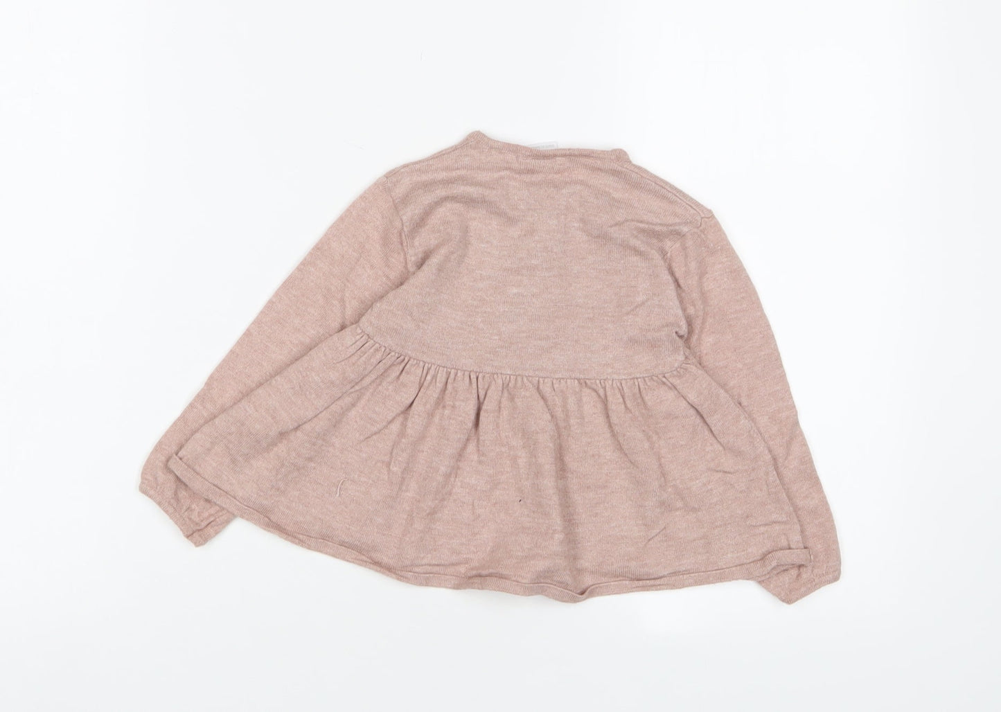 Zara Girls Purple Polyester Pinafore/Dungaree Dress Size 12-18 Months Crew Neck Button