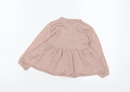 Zara Girls Purple Polyester Pinafore/Dungaree Dress Size 12-18 Months Crew Neck Button