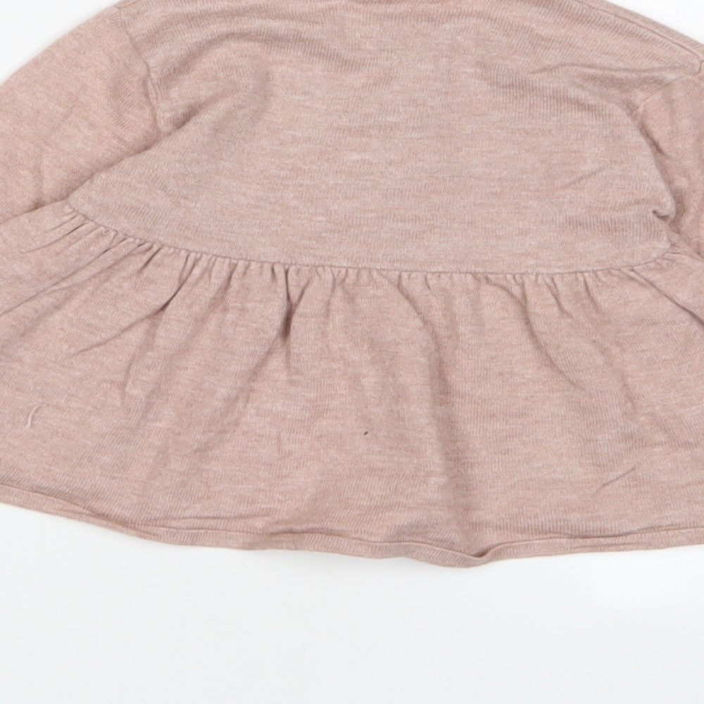 Zara Girls Purple Polyester Pinafore/Dungaree Dress Size 12-18 Months Crew Neck Button