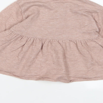 Zara Girls Purple Polyester Pinafore/Dungaree Dress Size 12-18 Months Crew Neck Button