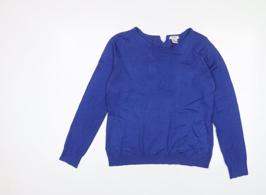 La Redoute Womens Blue Boat Neck Acrylic Pullover Jumper Size 14 - Bows