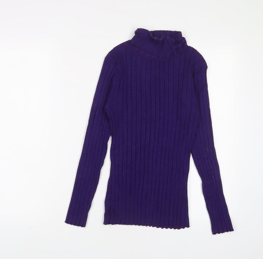 Abollria Womens Purple V-Neck Acrylic Pullover Jumper Size S