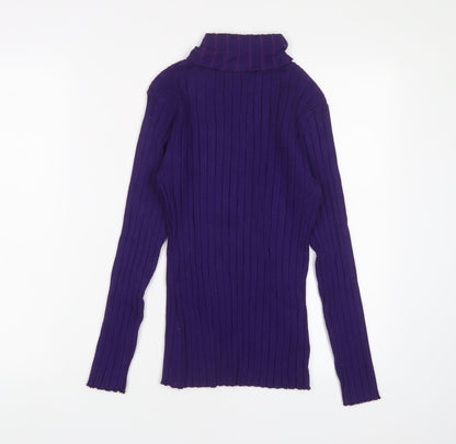 Abollria Womens Purple V-Neck Acrylic Pullover Jumper Size S