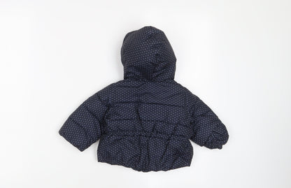 Gap Girls Blue Polka Dot Biker Coat Size 3-6 Months Button