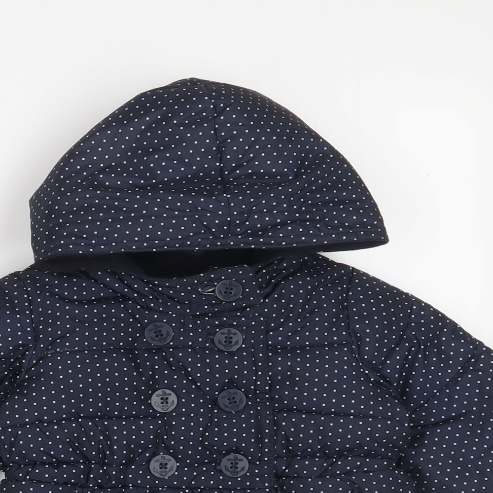 Gap Girls Blue Polka Dot Biker Coat Size 3-6 Months Button