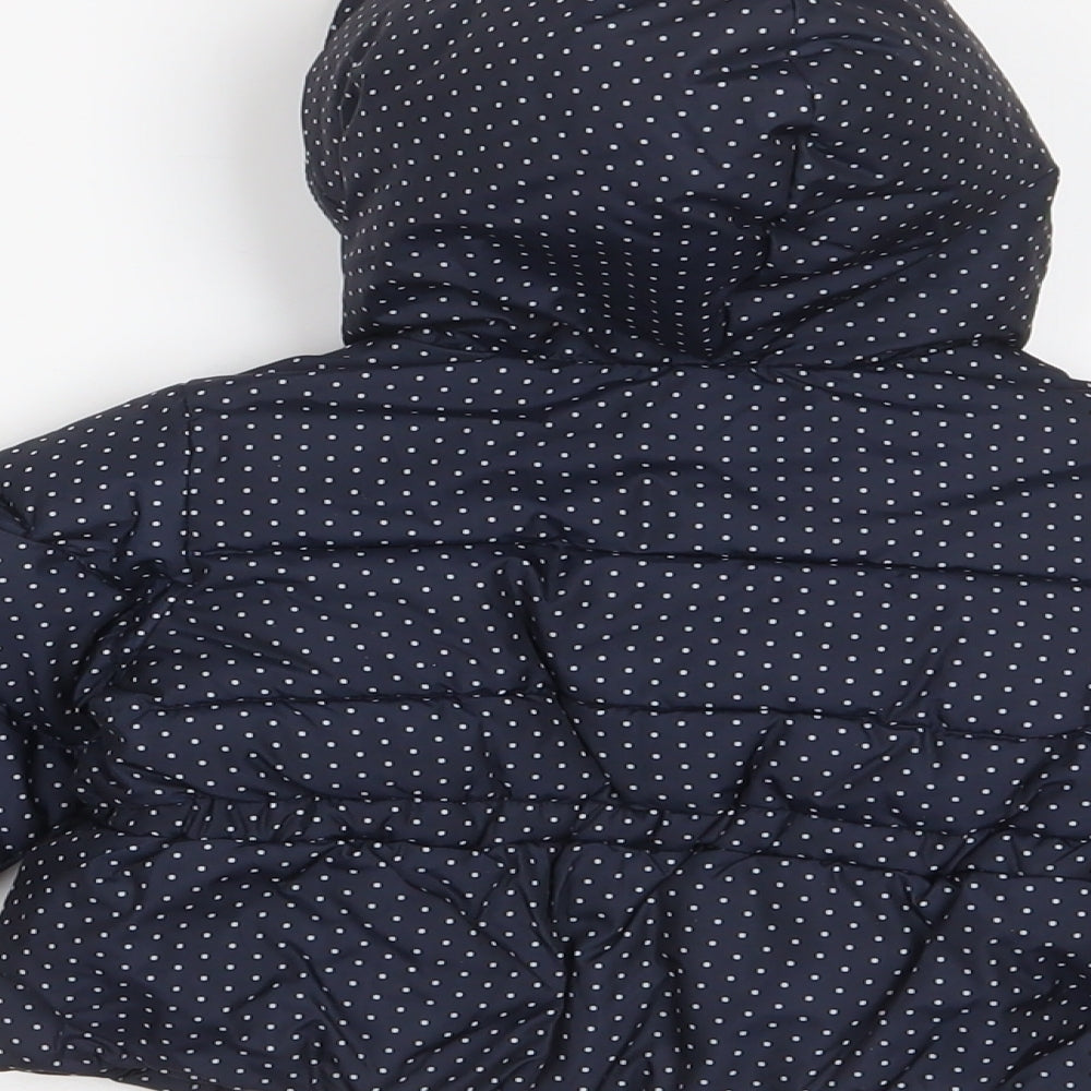Gap Girls Blue Polka Dot Biker Coat Size 3-6 Months Button