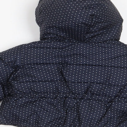 Gap Girls Blue Polka Dot Biker Coat Size 3-6 Months Button