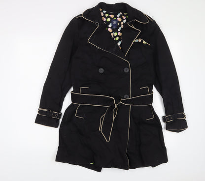 Gap Womens Black Overcoat Jacket Size S Button - Belted