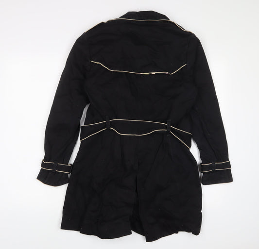 Gap Womens Black Overcoat Jacket Size S Button - Belted