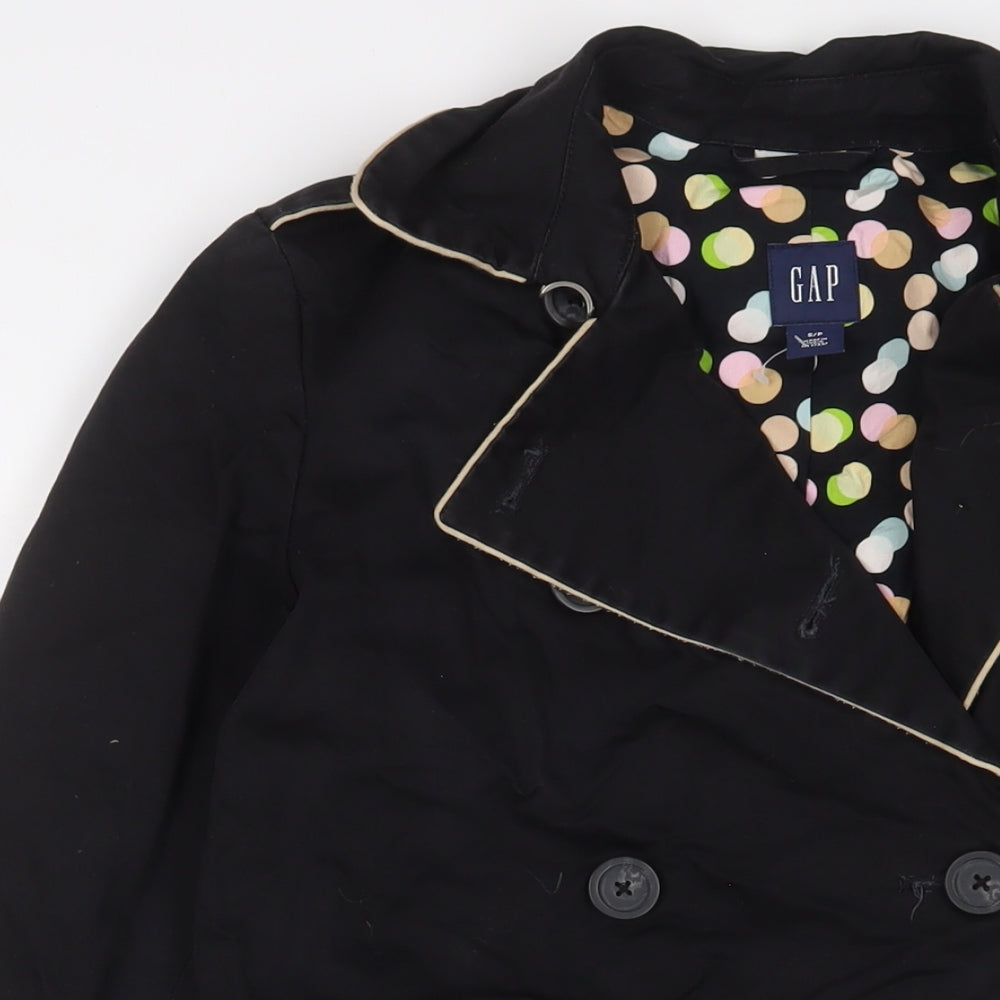 Gap Womens Black Overcoat Jacket Size S Button - Belted