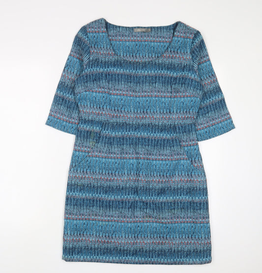 Lily & Me Womens Blue Cotton A-Line Size 10 Scoop Neck Zip