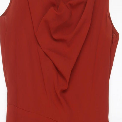 Esprit Womens Brown Polyester A-Line Size 12 Cowl Neck Zip