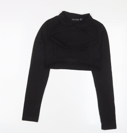 Womens UK Size 10 PRETTYLITTLETHING Black Basic T-Shirt
