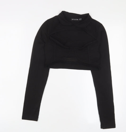 Womens UK Size 10 PRETTYLITTLETHING Black Basic T-Shirt