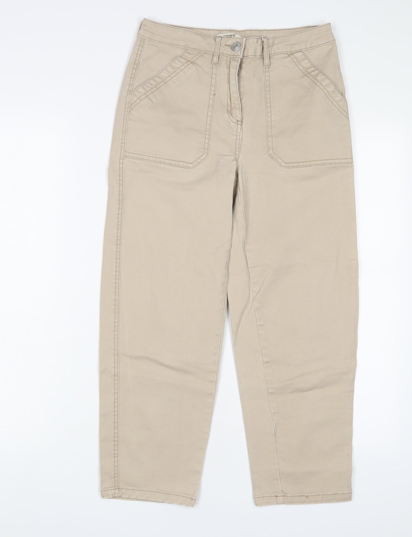 Womens UK Size 8 Papaya Regular Fit Straight Beige Jeans