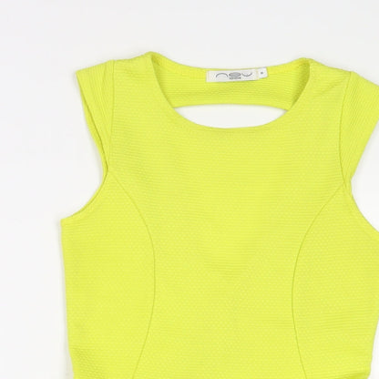 New Look Womens Green Polyester A-Line Size 8 Crew Neck Pullover