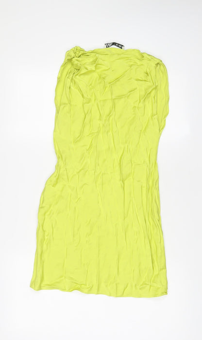 Zara Womens Green Viscose A-Line Size S Crew Neck Pullover