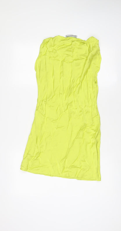 Zara Womens Green Viscose A-Line Size S Crew Neck Pullover