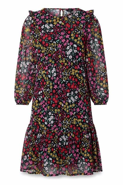 NEXT Womens Multicoloured Floral Polyester A-Line Size 10 Crew Neck Button