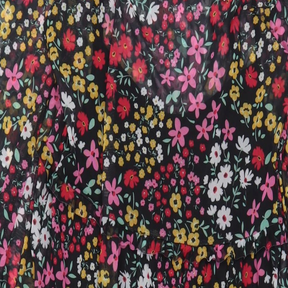 NEXT Womens Multicoloured Floral Polyester A-Line Size 10 Crew Neck Button