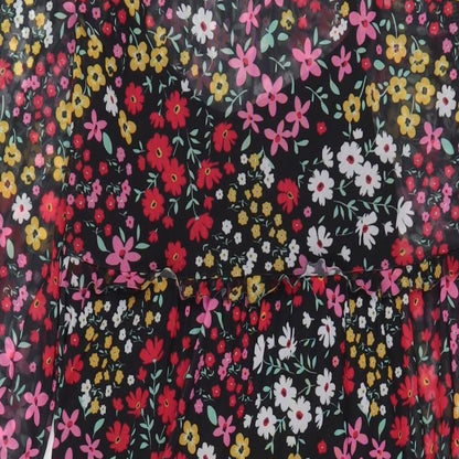 NEXT Womens Multicoloured Floral Polyester A-Line Size 10 Crew Neck Button