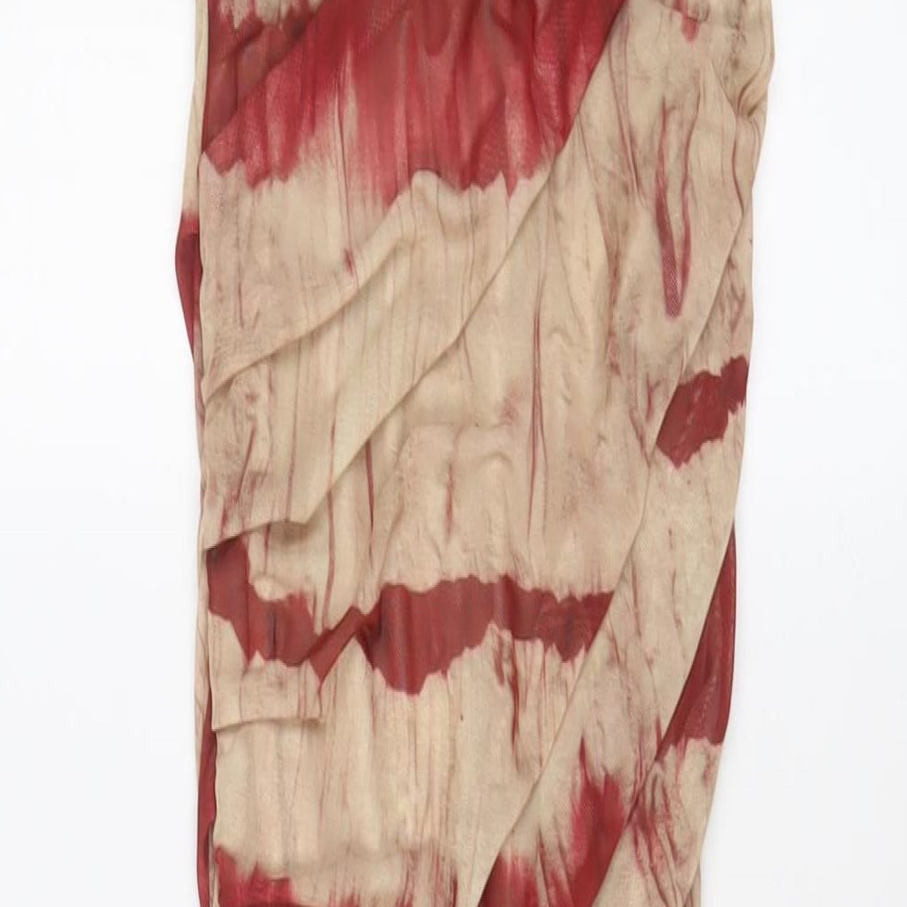 Zara Womens Red Polyester A-Line Size XS Off the Shoulder Zip