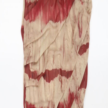 Zara Womens Red Polyester A-Line Size XS Off the Shoulder Zip