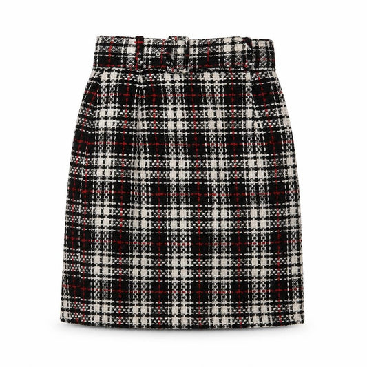 Zygo Womens Red Plaid Acrylic A-Line Skirt Size 10 Zip - Belted