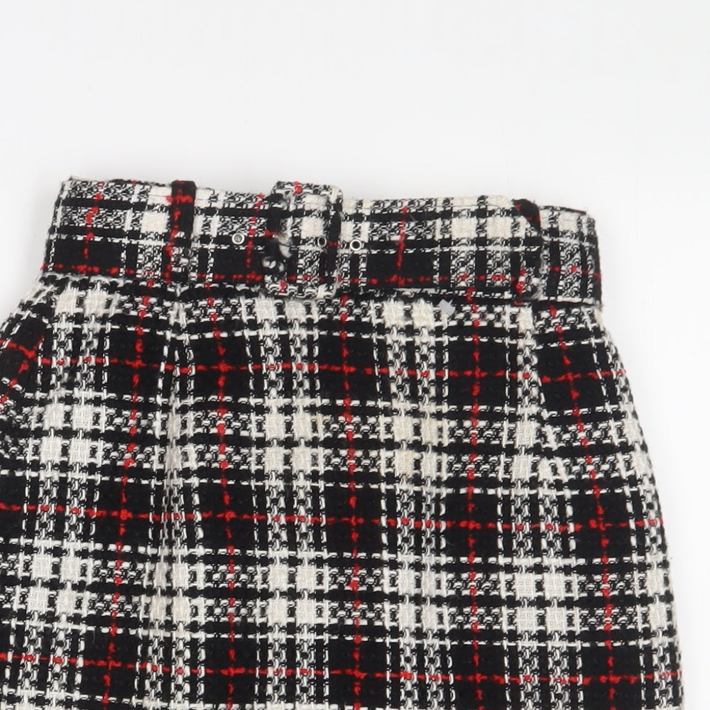 Zygo Womens Red Plaid Acrylic A-Line Skirt Size 10 Zip - Belted