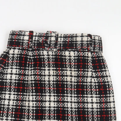 Zygo Womens Red Plaid Acrylic A-Line Skirt Size 10 Zip - Belted