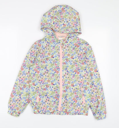 John Lewis Girls Multicoloured Floral Jacket Coat Size 9 Years Zip