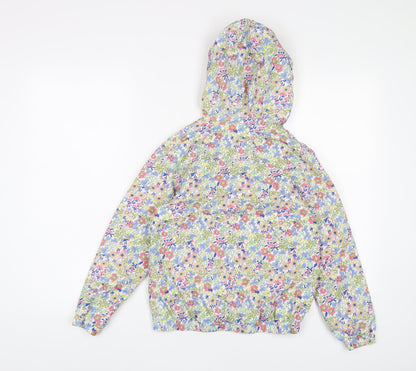 John Lewis Girls Multicoloured Floral Jacket Coat Size 9 Years Zip