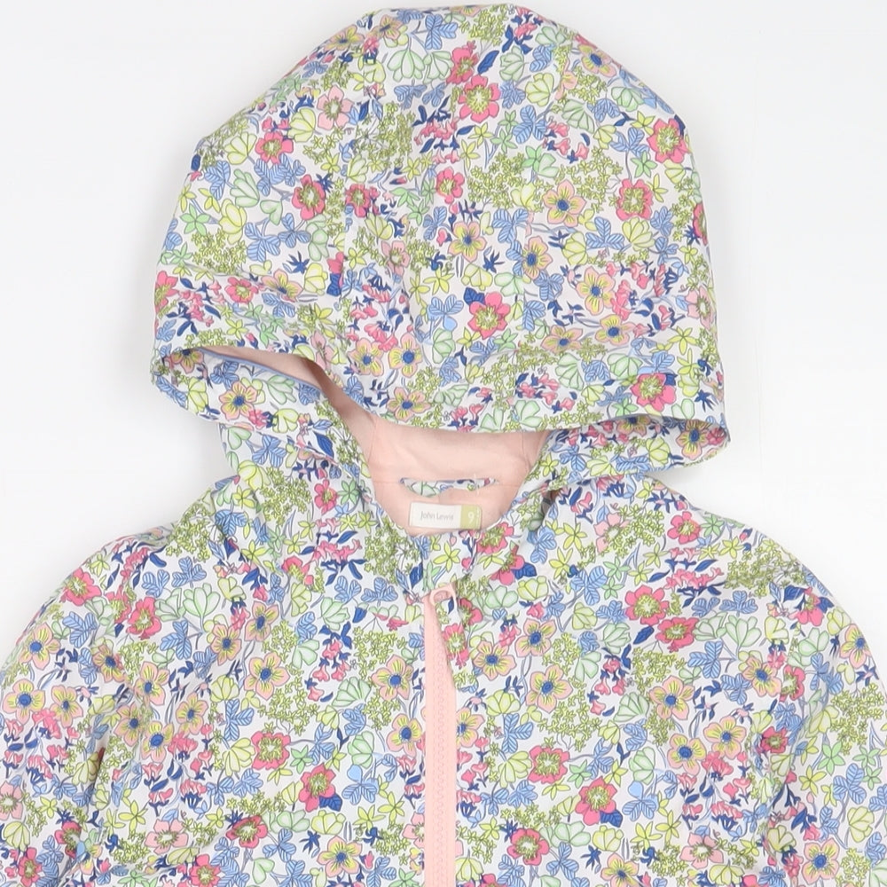 John Lewis Girls Multicoloured Floral Jacket Coat Size 9 Years Zip