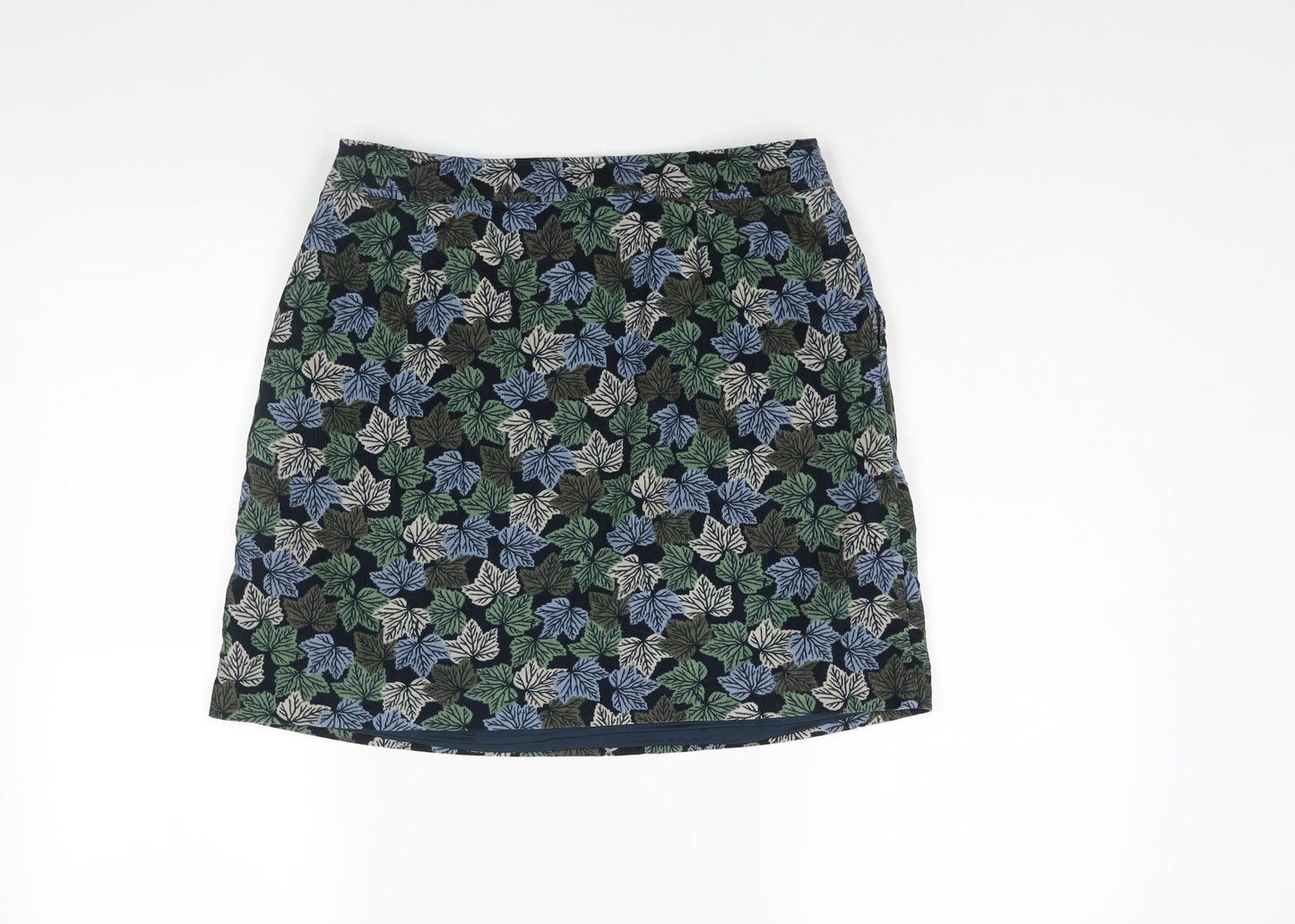 Adelaide Street Womens Multicoloured Geometric Cotton A-Line Skirt Size 10 Zip - Leaf Print
