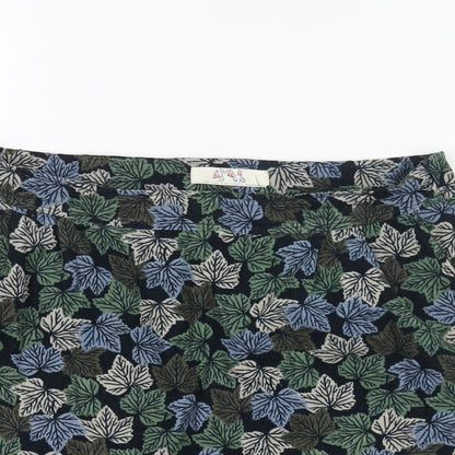 Adelaide Street Womens Multicoloured Geometric Cotton A-Line Skirt Size 10 Zip - Leaf Print