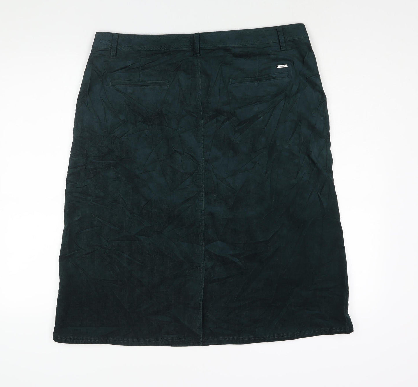 Per Una Womens Green Cotton A-Line Skirt Size 36 in Zip