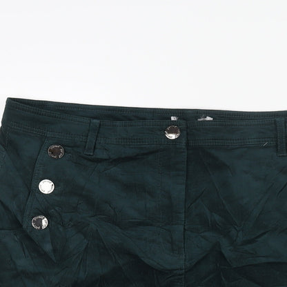 Per Una Womens Green Cotton A-Line Skirt Size 36 in Zip