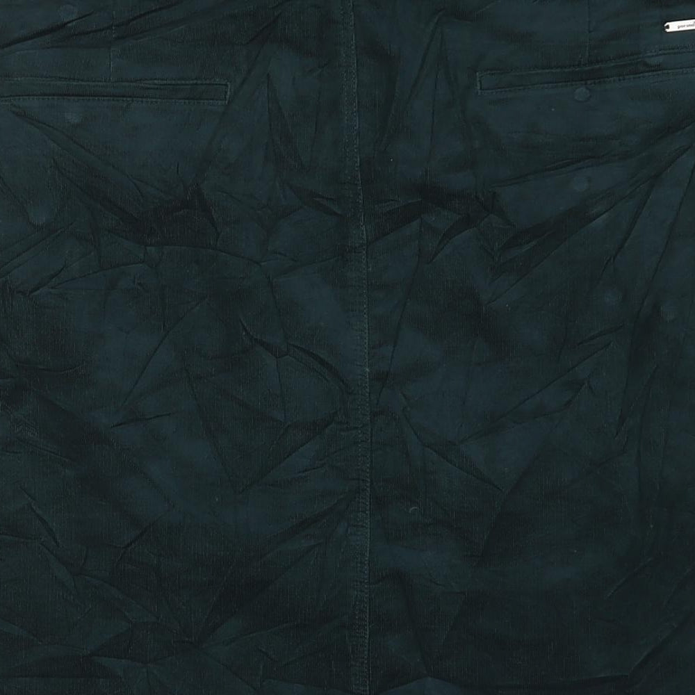 Per Una Womens Green Cotton A-Line Skirt Size 36 in Zip
