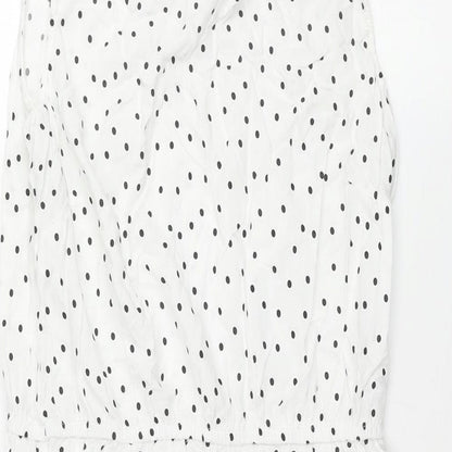 Tessentials Womens White Polka Dot Viscose Shift Size S Round Neck Button