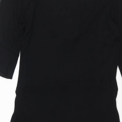 ASOS Womens Black Viscose A-Line Size 10 Scoop Neck Pullover - Frill