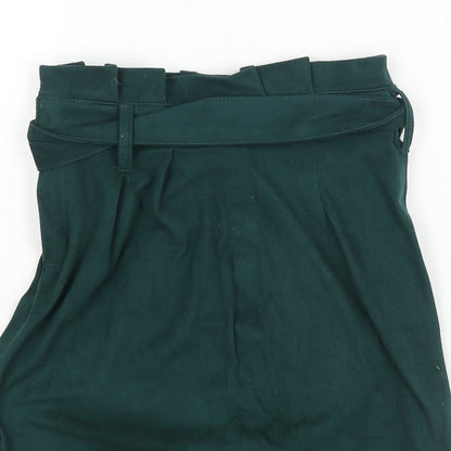 Bershka Womens Green Polyester A-Line Skirt Size XS Zip - Belted