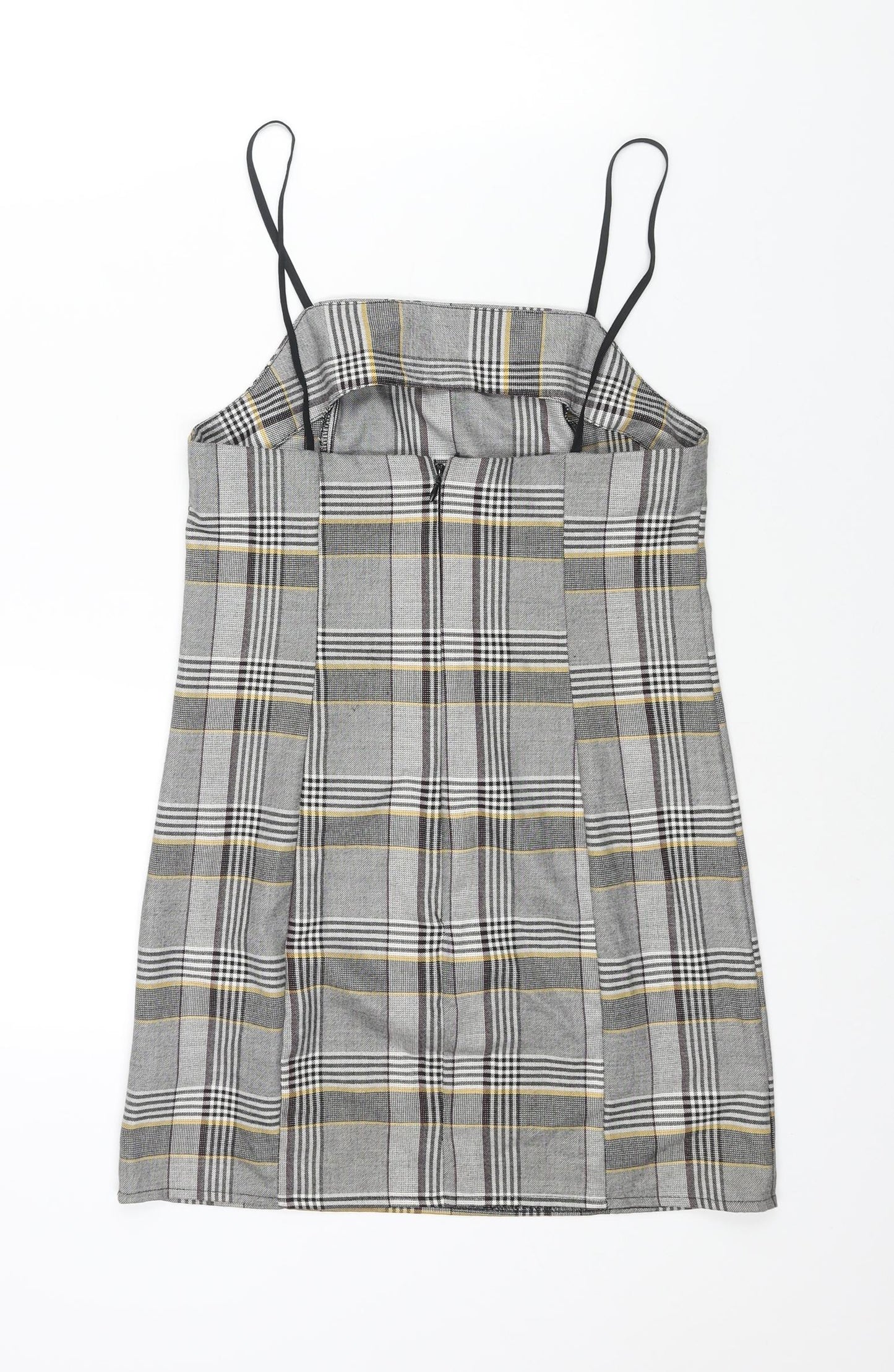 Urban Outfitters Womens Grey Check Polyester Mini Size XS Square Neck Zip