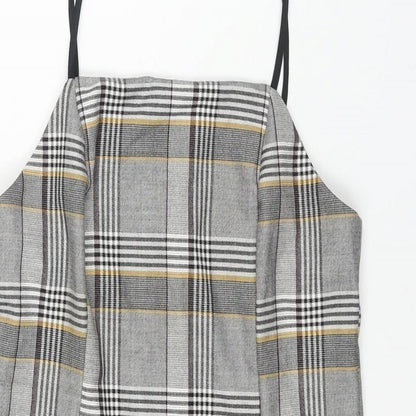 Urban Outfitters Womens Grey Check Polyester Mini Size XS Square Neck Zip
