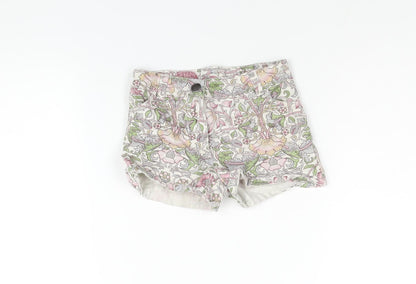 NEXT Girls Multicoloured Floral Cotton Boyfriend Shorts Size 9 Years Regular Zip