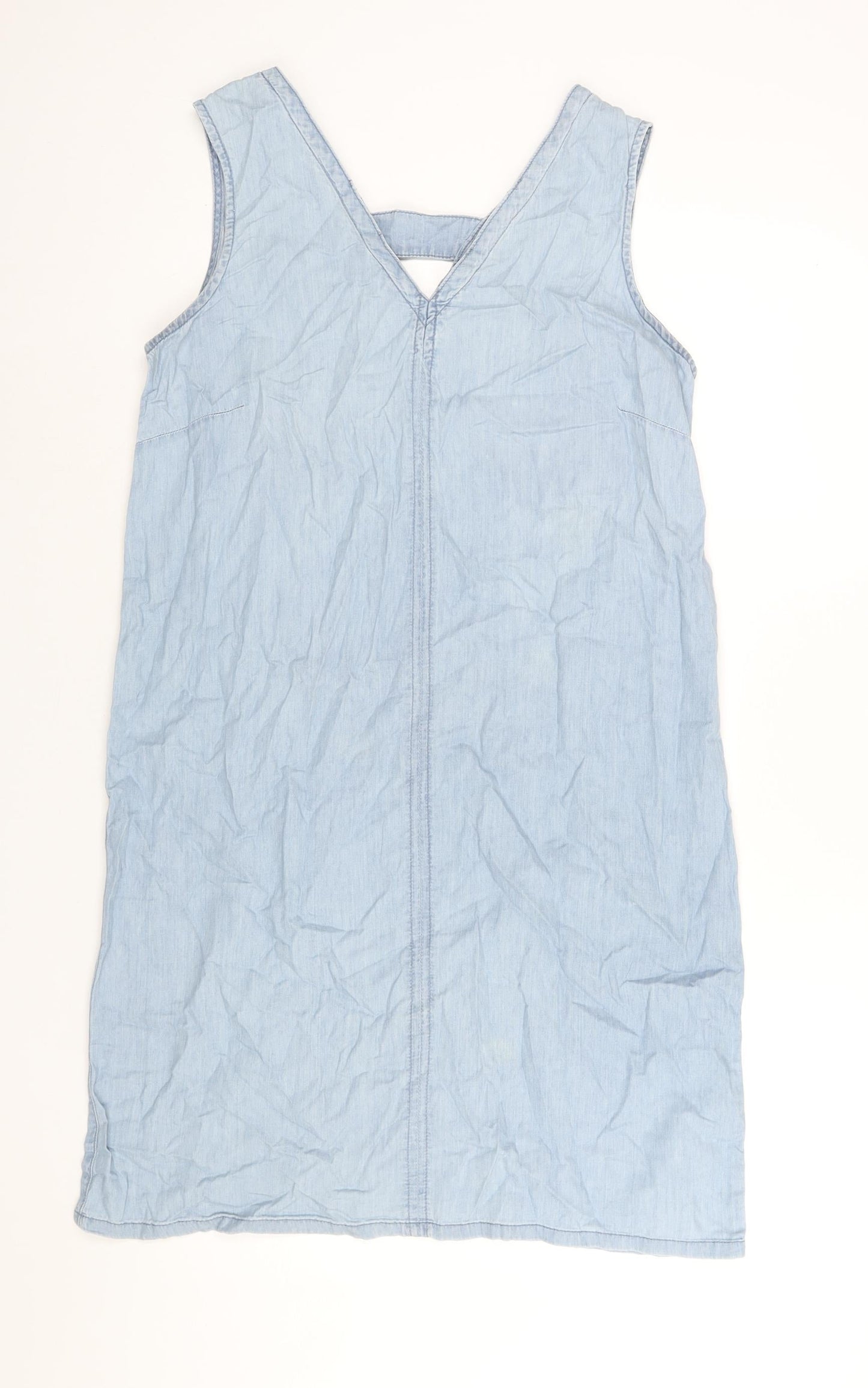 M&Co Womens Blue Cotton Shift Size 12 V-Neck Pullover