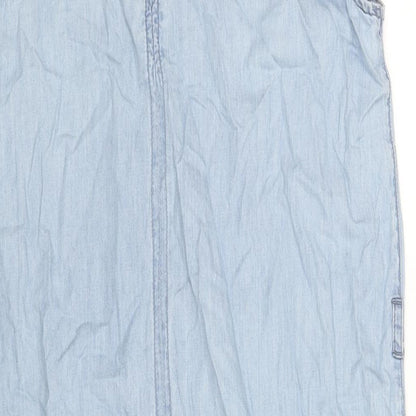 M&Co Womens Blue Cotton Shift Size 12 V-Neck Pullover
