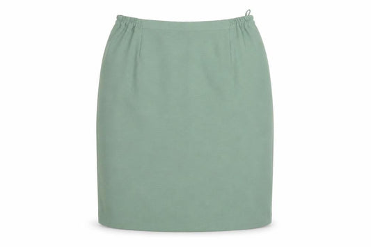 Front view of Fashion Extra women’s green polyester straight & pencil skirt, size UK 34, in zip